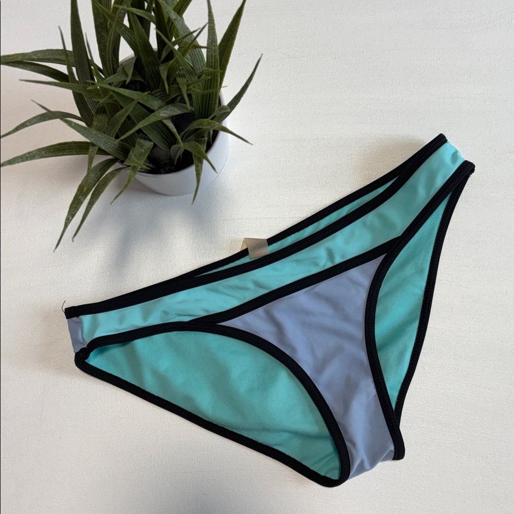 Aqua and Black Bikini Bottom
